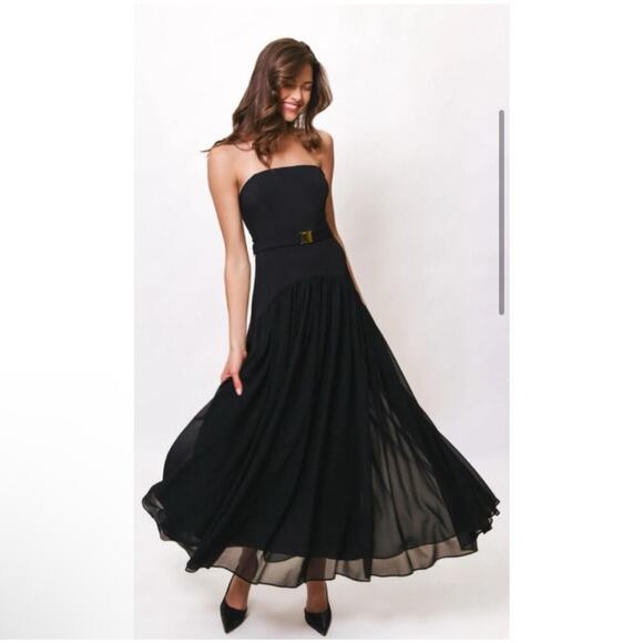 Anthropologie Hutch Carmel Strapless Belted Drop Waist Maxi Dress 0 - Picture 8 of 8